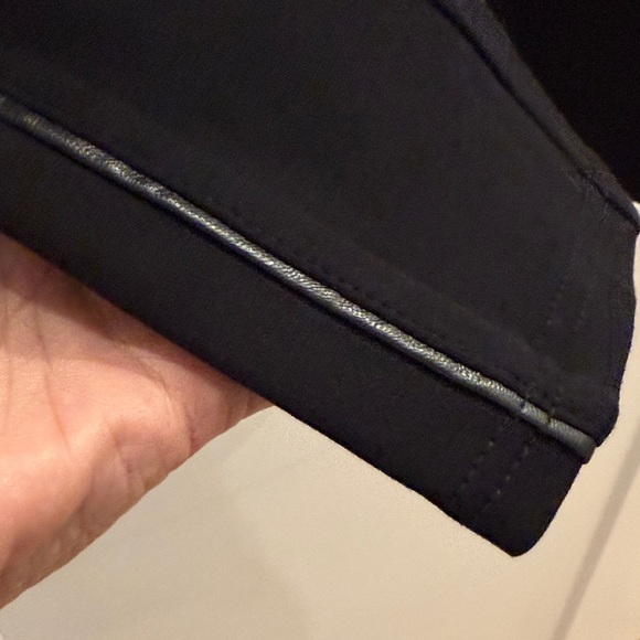 LOFT High Rise Black Tuxedo Faux Leather Edged Leggings - Picture 3 of 8